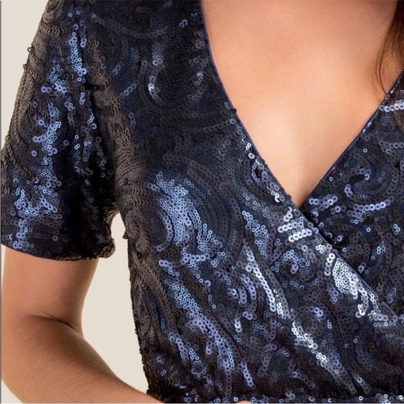 NWT Francesca Elegant Navy Sequin Dress Small - Picture 3 of 5